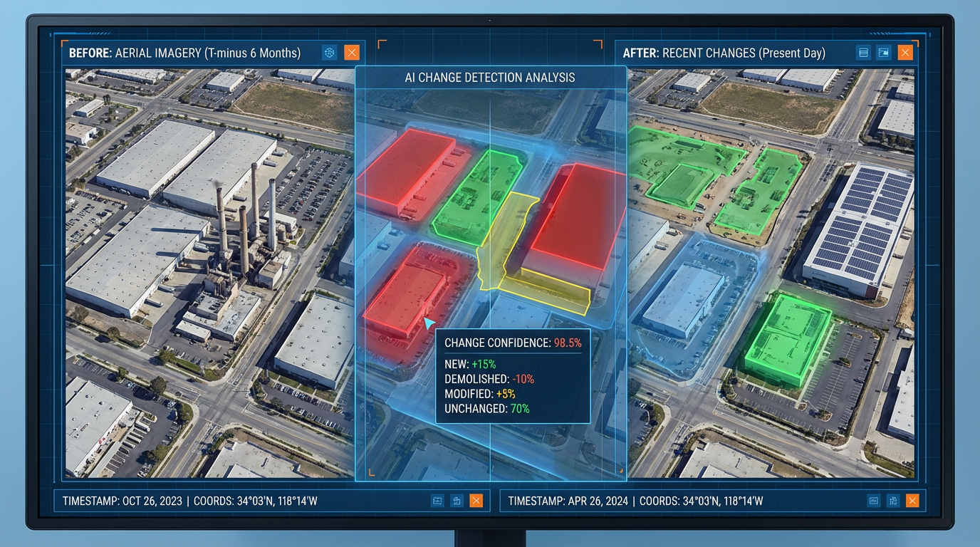 Comparación de detección de cambios con IA