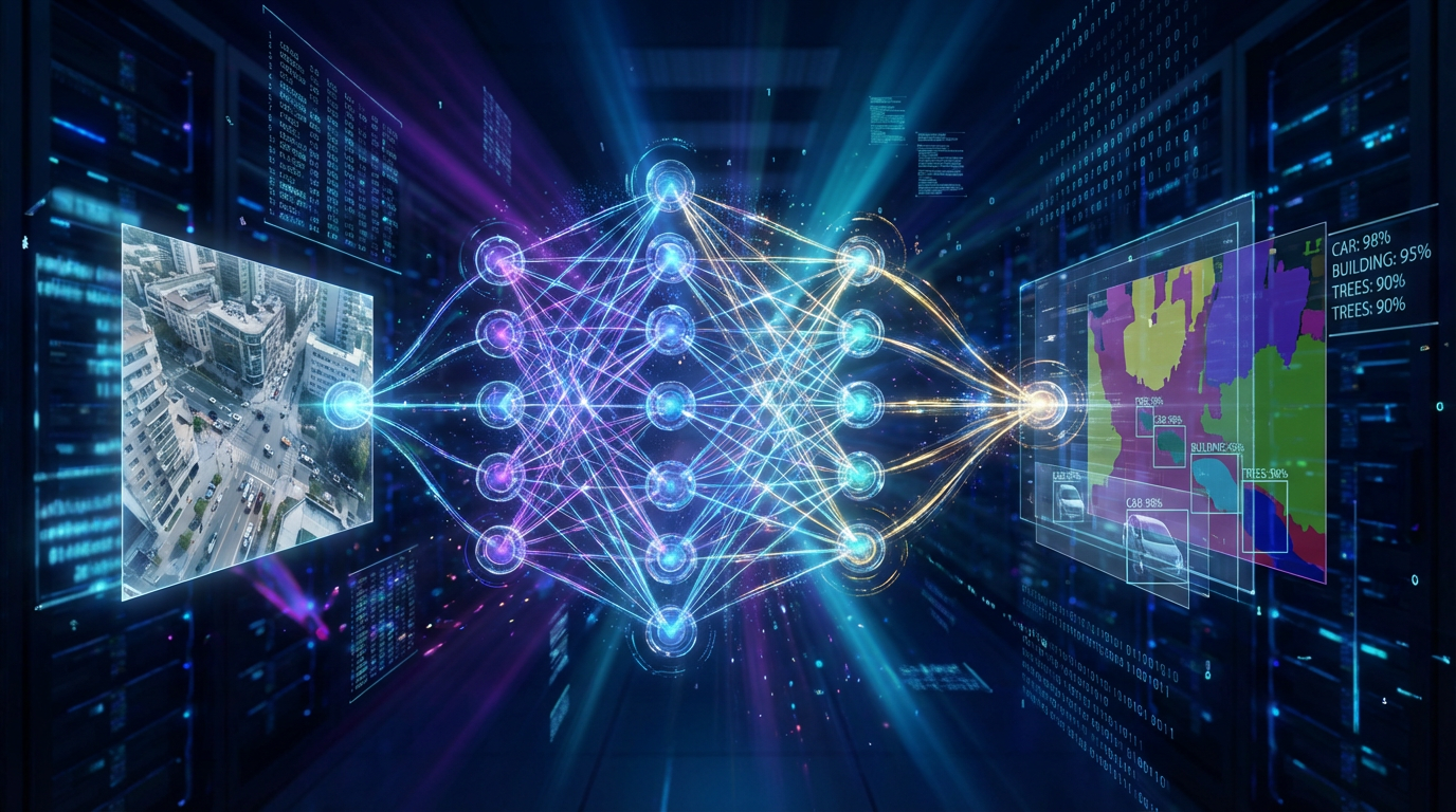 Visualización de red neuronal procesando imágenes