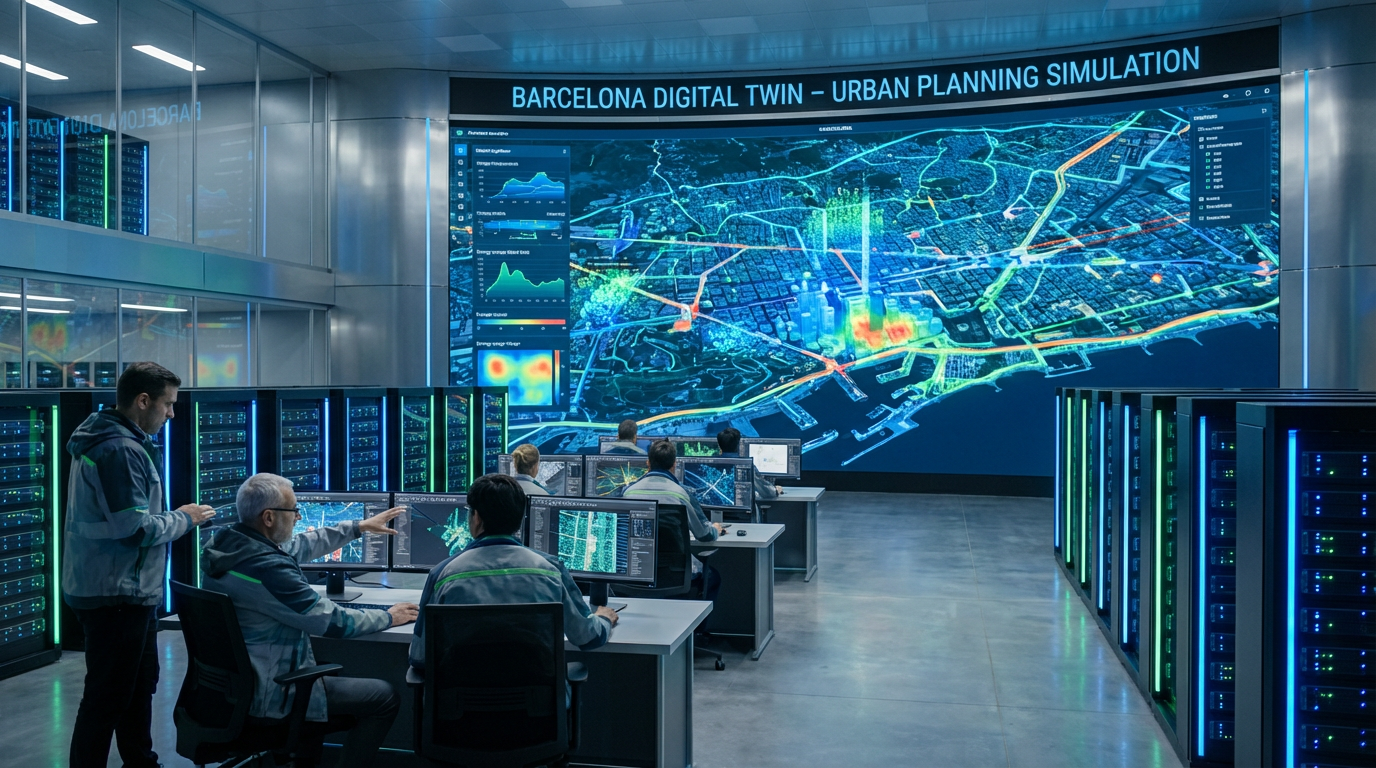 Centro de supercomputación con visualización de gemelo digital de Barcelona