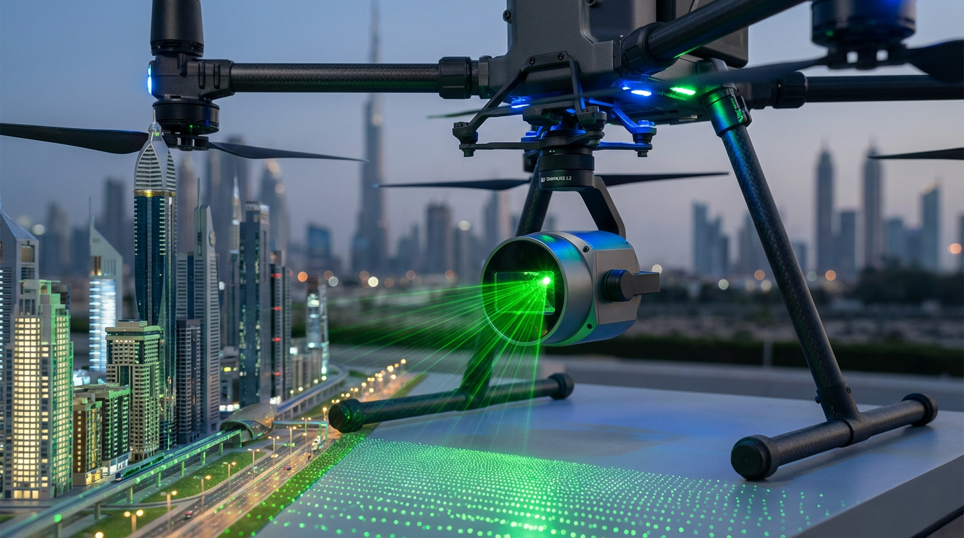 DJI Zenmuse L3 capturando datos LiDAR en ciudad inteligente